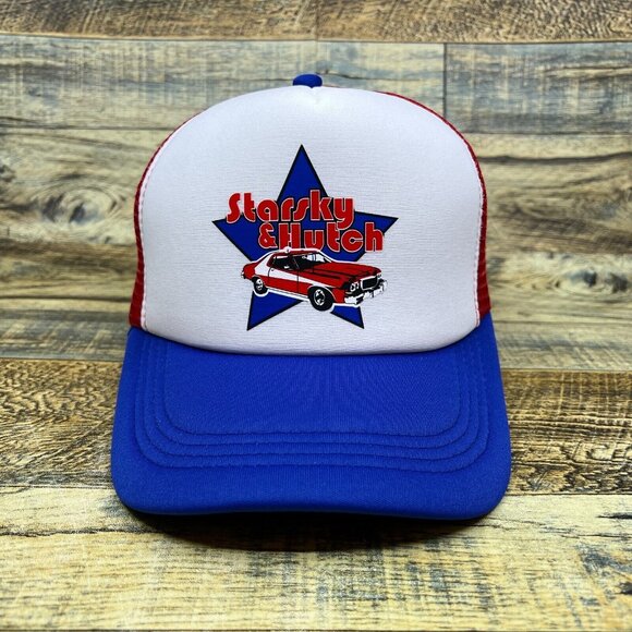 Starsky & Hutch Unisex Trucker Hat Blue Snapback 70s Retro TV Show Baseball Cap - Picture 2 of 6